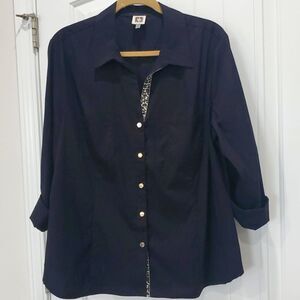 Anne Klein Womans Black Long Sleeve Blouse, LIKE NEW, XL
